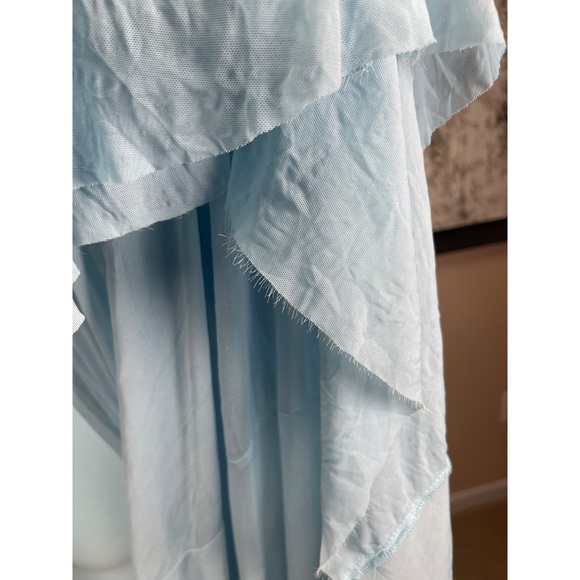 DEME By Gabriella Dahlia Strapless Sheer Blue Maxi Dress Size Medium - Picture 5 of 8